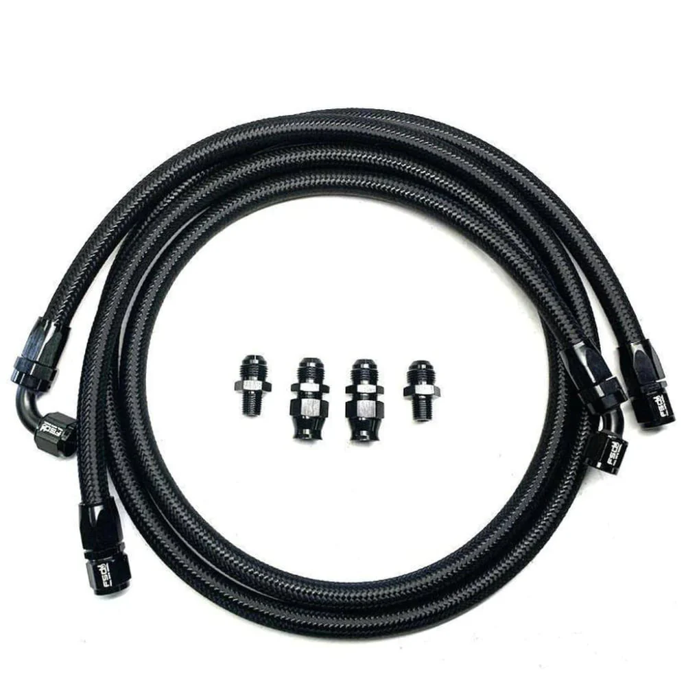 Full Send Diesel Black Braided Transmission Line Kit With Bypass 94-07 Dodge 5.9L Cummins