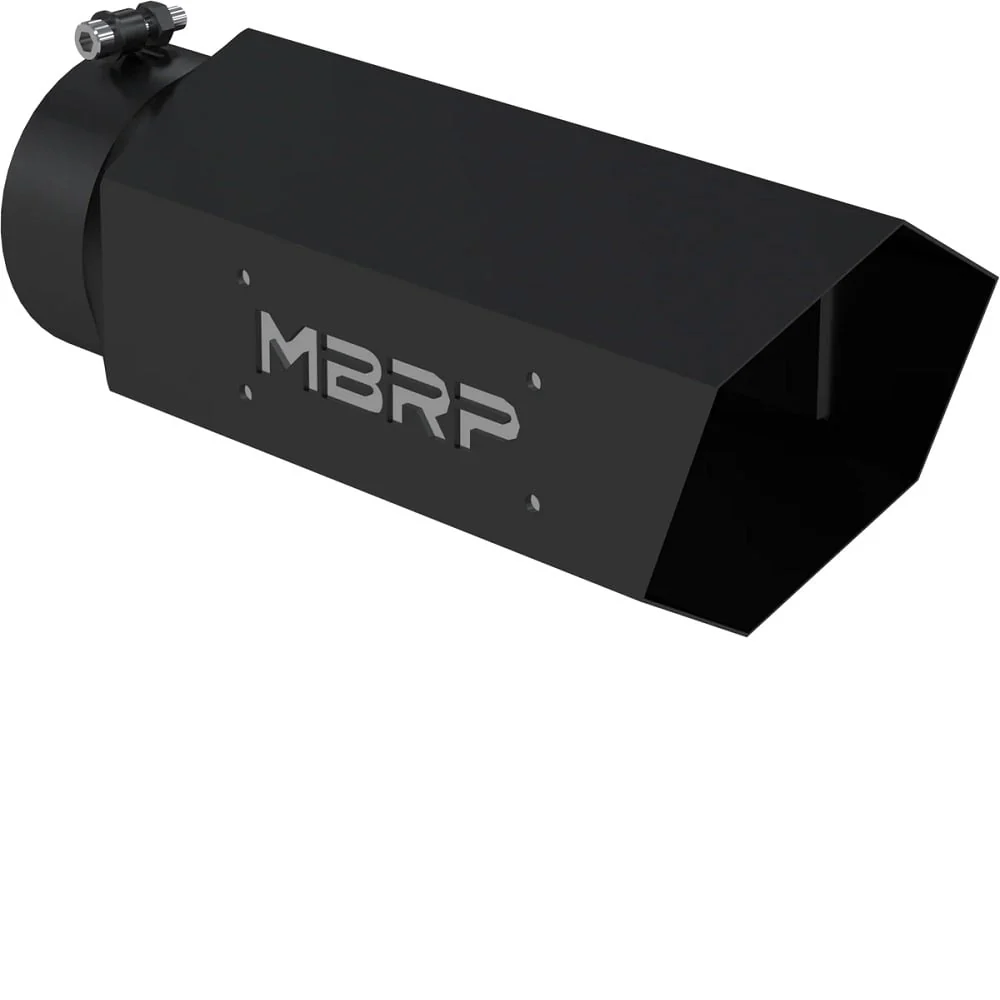 MBRP T5166BLK 5" Inlet x 6" Outlet Black Hexagon Exhaust Tip with Stainless Logo Plate