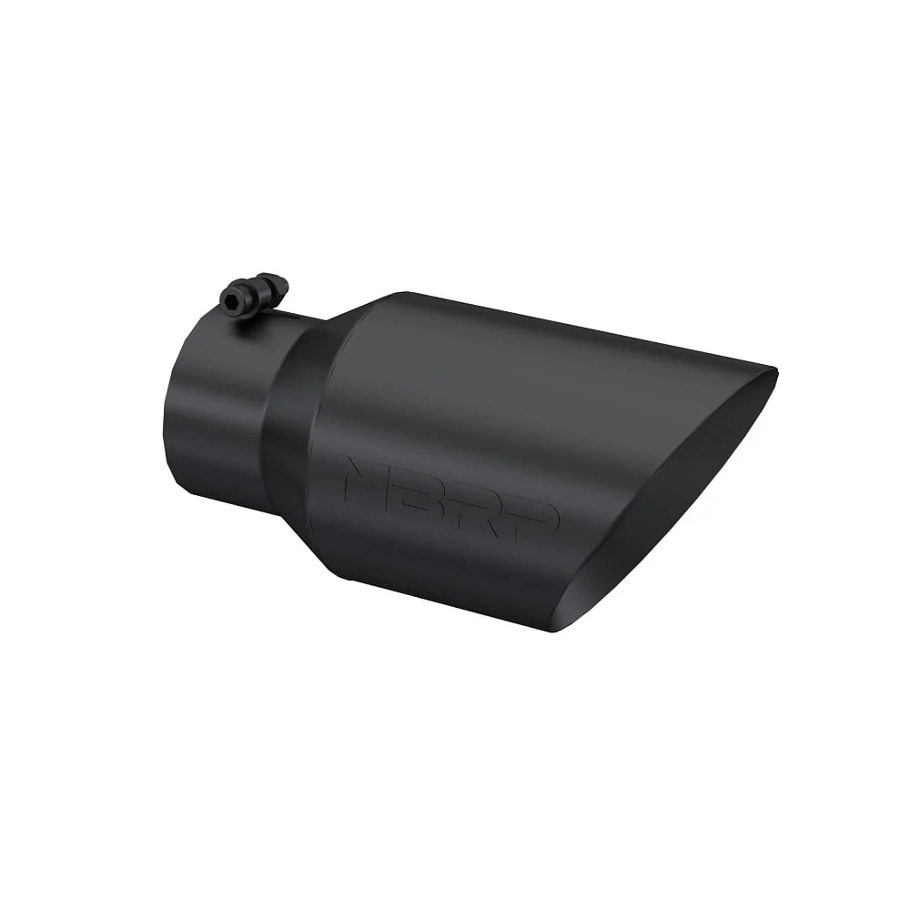 MBRP T5072BLK 4" Inlet x 6" Outlet x 12" Length Rolled Angle Cut Black Exhaust Tip