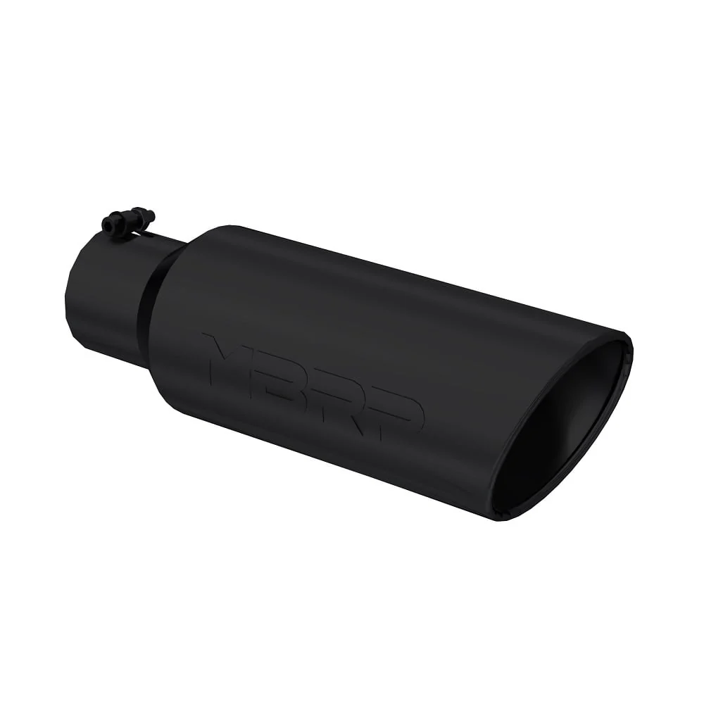 MBRP T5130BLK 4" Inlet x 6" Outlet x 18" Length Rolled Angle Cut Black Exhaust Tip