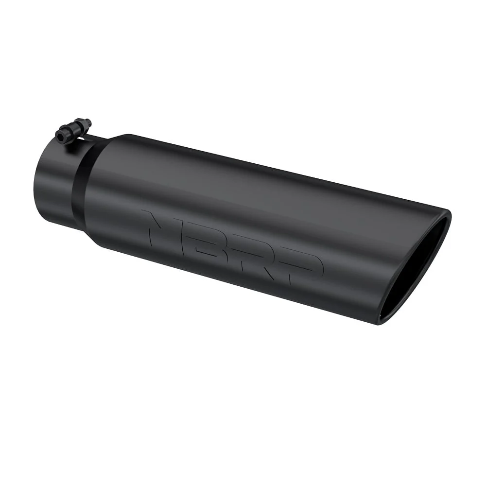 MBRP T5124BLK 4" Inlet x 5" Outlet x 18" Length Rolled Angle Cut Black Exhaust Tip