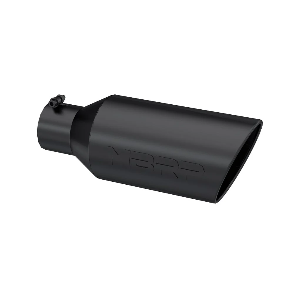 MBRP T5126BLK 4" Inlet x 7" Outlet x 18" Length Rolled Angle Cut Black Exhaust Tip