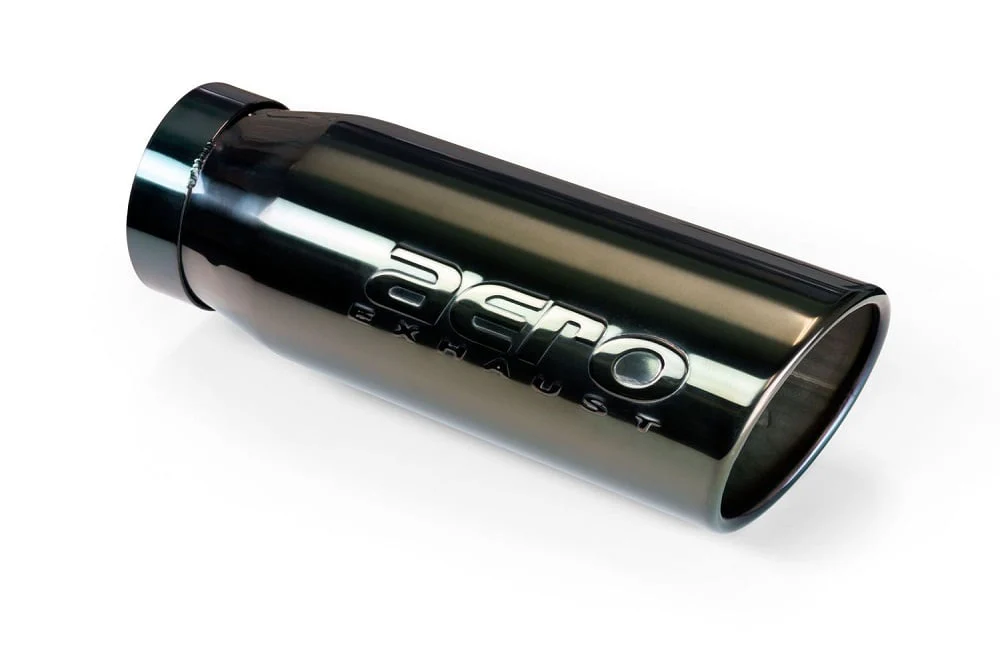 Aeroturbine 4" Inlet 5" Outlet Black Stainless Rolled Edge Angle Cut Bolt-On Exhaust Tip