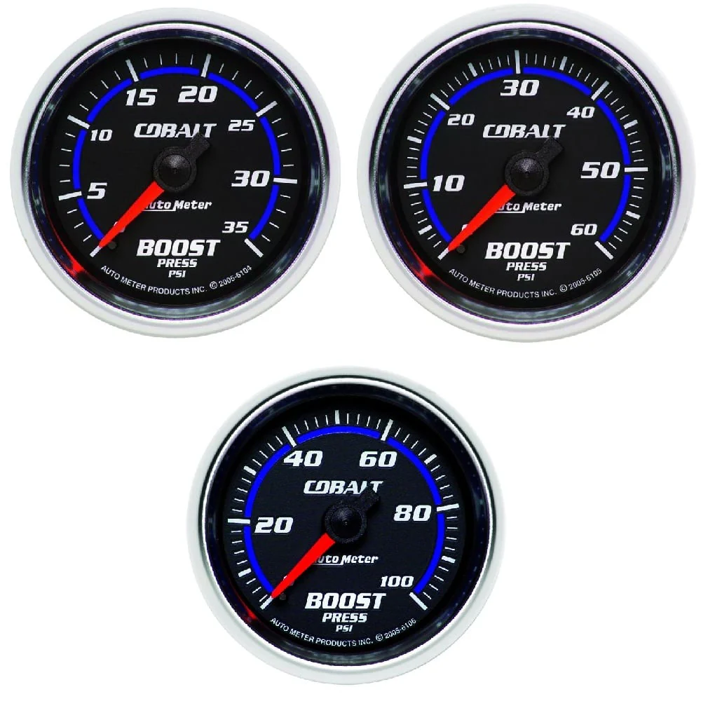 Auto Meter 2-1/16" Cobalt Boost Gauge | 0-35 PSI | 0-60 PSI | 0-100 PSI