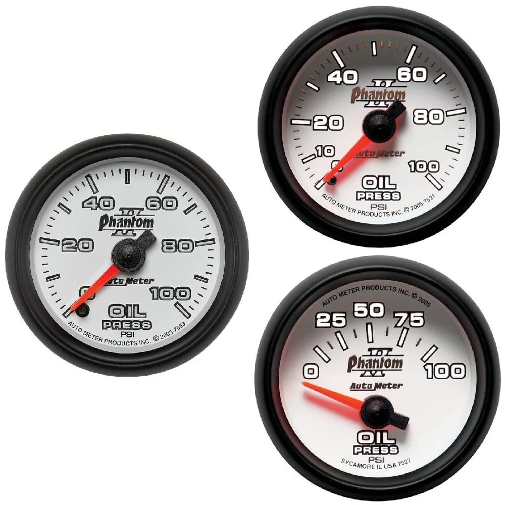 Auto Meter 2-1/16" Phantom II Oil Pressure Gauge 0-100 PSI