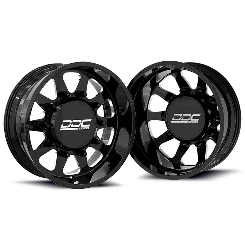 DDC Wheels Forged The Ten Black/Milled 22"x8.25" Wheel Set 99-04 Ford Superduty F-350 Dually - Image 2