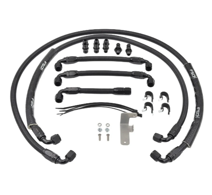Full Send Diesel Black Braided Stock Replacement Transmission Line Kit 03-07 Ford 6.0L Powerstroke