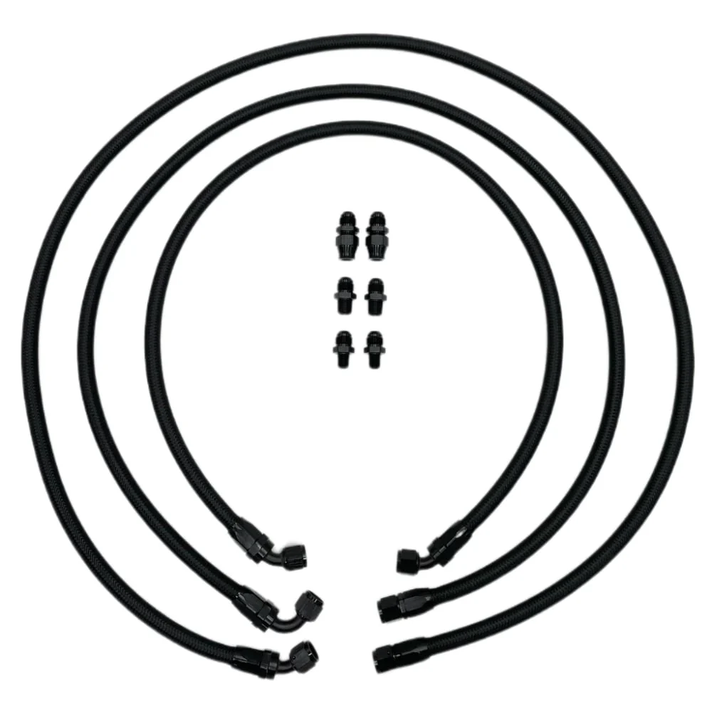 Full Send Diesel Black Braided Stock Replacement Transmission Line Kit 94-02 Dodge 5.9L Cummins