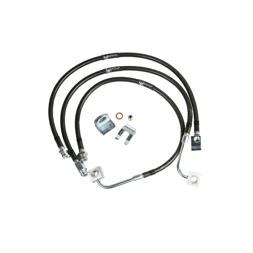 PMF Suspension Braided Brake Lines Upright Banjo 80-94 Ford F-250/F-350 4WD