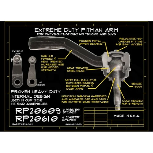 Rare Parts Extreme Duty Pitman and Idler Arm Kit 01-10 6.6L GM Duramax - Image 7