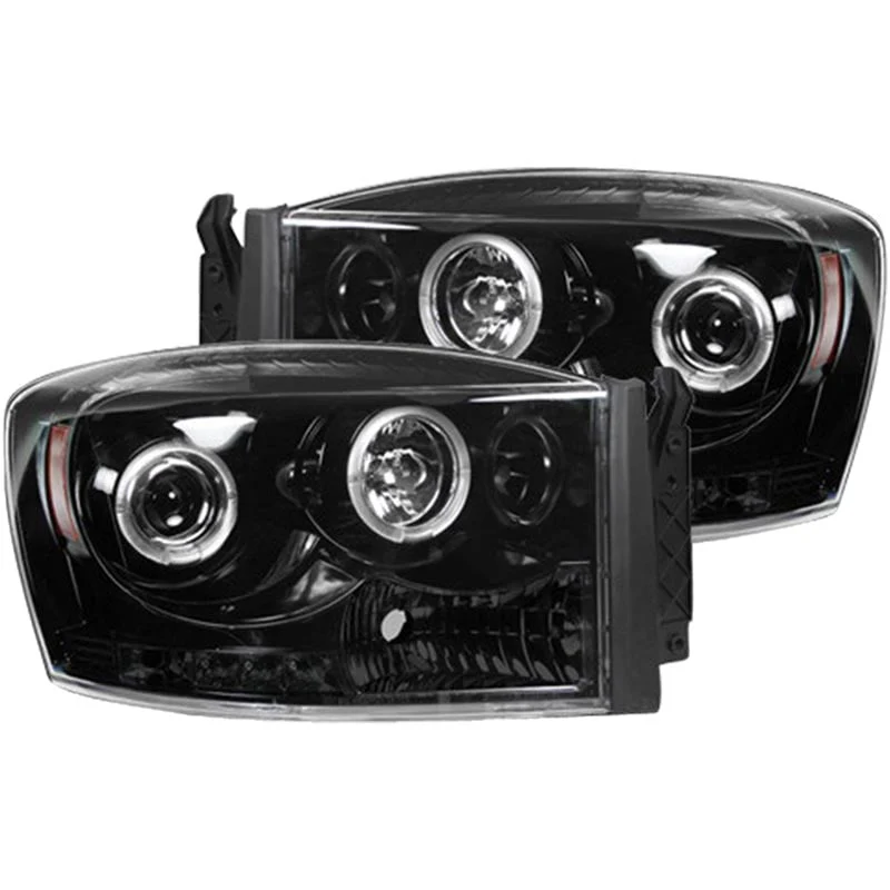 RECON Smoked Projector Headlights with CCFL Halos 06-09 Dodge Ram 264199BK